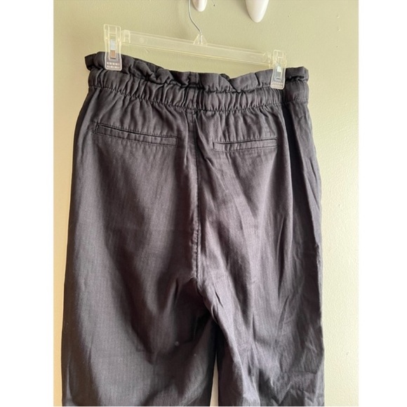 LOFT Black Cotton High Rise Straight Drawstring Pant Casual - Size Medium - Picture 4 of 8